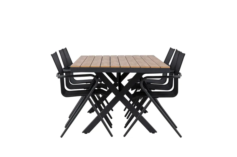 Garcia Matgrupp Utomhus 200 cm + 6 st Alling Matstolar Svart - Utemöbler - Utegrupp - Matgrupper utomhus