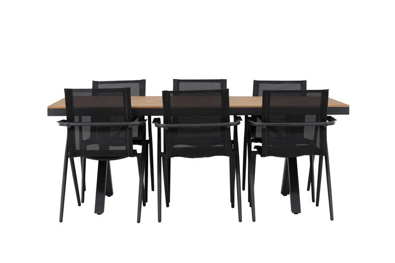 Garcia Matgrupp Utomhus 200 cm + 6 st Alling Matstolar Svart - Utemöbler - Utegrupp - Matgrupper utomhus