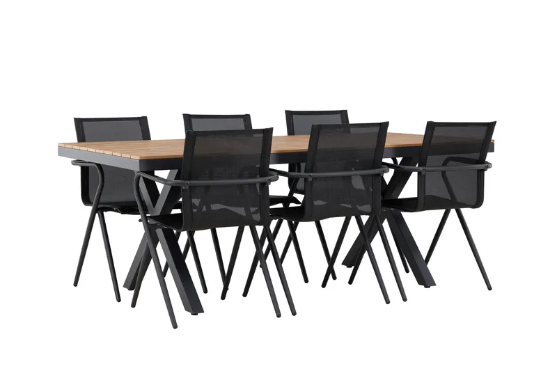 Garcia Matgrupp Utomhus 200 cm + 6 st Alling Matstolar Svart - Utemöbler - Utegrupp - Matgrupper utomhus