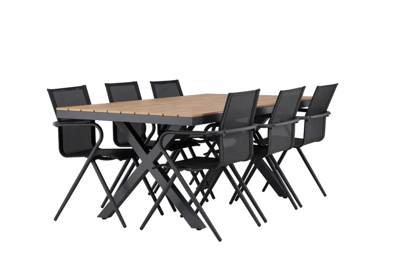 Garcia Matgrupp Utomhus 200 cm + 6 st Alling Matstolar Svart - Utemöbler - Utegrupp - Matgrupper utomhus