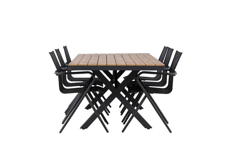 Garcia Matgrupp Utomhus 200 cm + 6 st Alling Matstolar Svart - Utemöbler - Utegrupp - Matgrupper utomhus