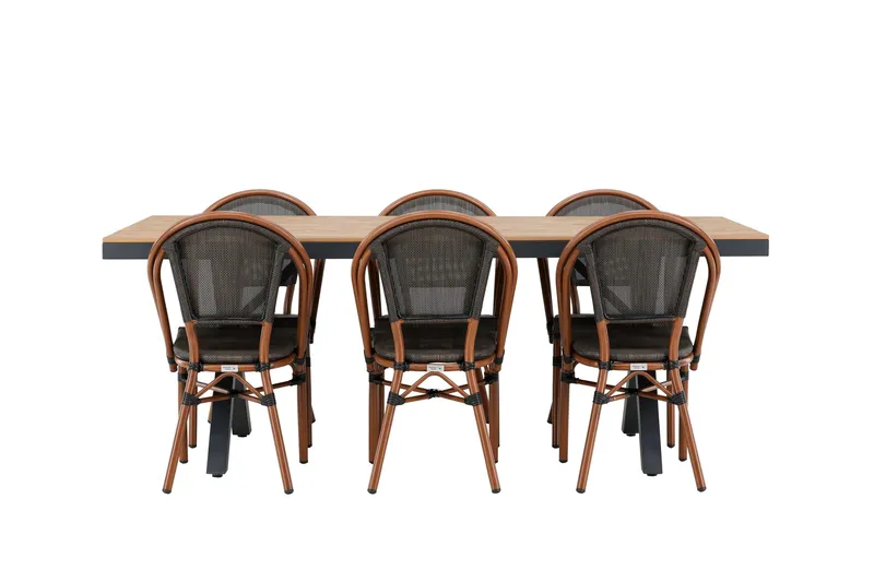 Garcia Matgrupp 200 cm + 6 st Guarda Matstolar Svart - Utemöbler - Utegrupp - Matgrupper utomhus