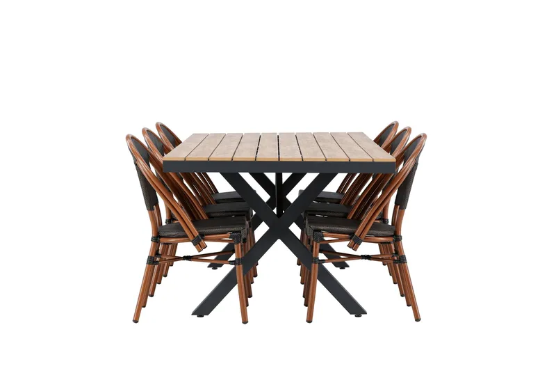 Garcia Matgrupp 200 cm + 6 st Guarda Matstolar Svart - Utemöbler - Utegrupp - Matgrupper utomhus