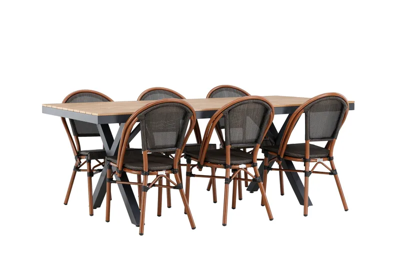 Garcia Matgrupp 200 cm + 6 st Guarda Matstolar Svart - Utemöbler - Utegrupp - Matgrupper utomhus