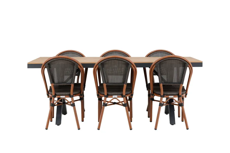 Garcia Matgrupp 200 cm + 6 st Guarda Matstolar Svart - Utemöbler - Utegrupp - Matgrupper utomhus