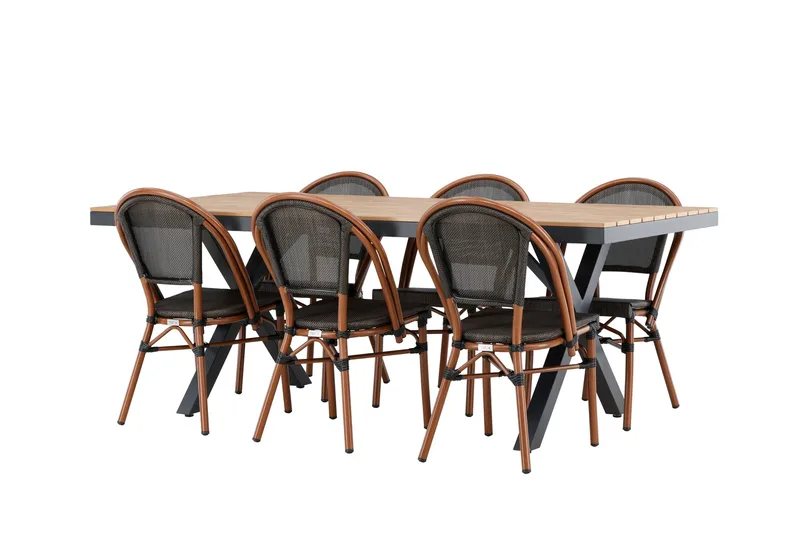 Garcia Matgrupp 200 cm + 6 st Guarda Matstolar Svart - Utemöbler - Utegrupp - Matgrupper utomhus