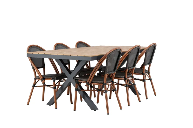 Garcia Matgrupp 200 cm + 6 st Guarda Matstolar Svart - Utemöbler - Utegrupp - Matgrupper utomhus