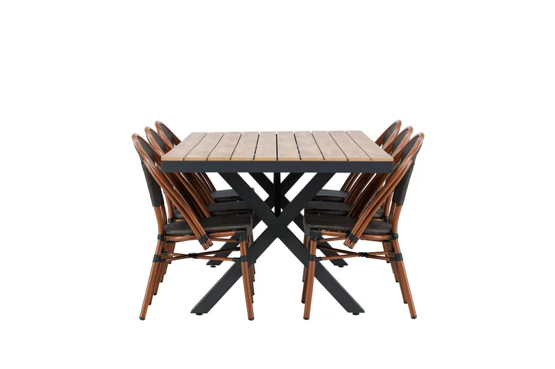 Garcia Matgrupp 200 cm + 6 st Guarda Matstolar Svart - Utemöbler - Utegrupp - Matgrupper utomhus