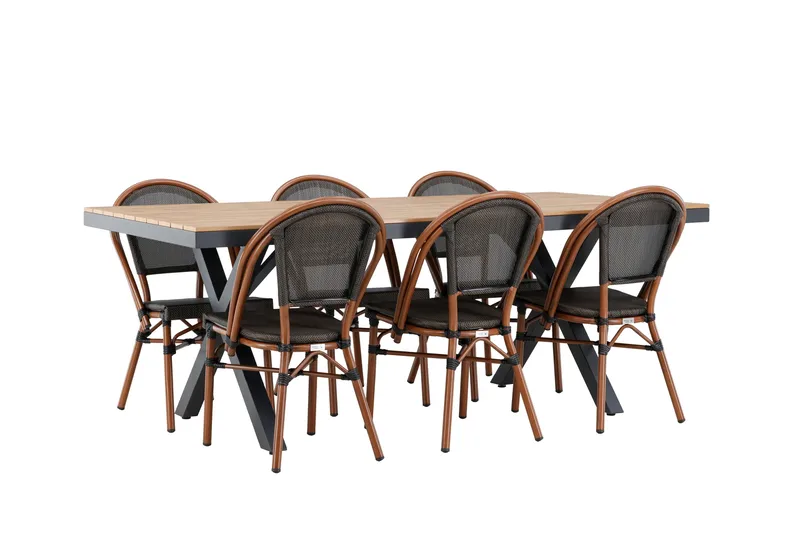 Garcia Matgrupp 200 cm + 6 st Guarda Matstolar Svart - Utemöbler - Utegrupp - Matgrupper utomhus