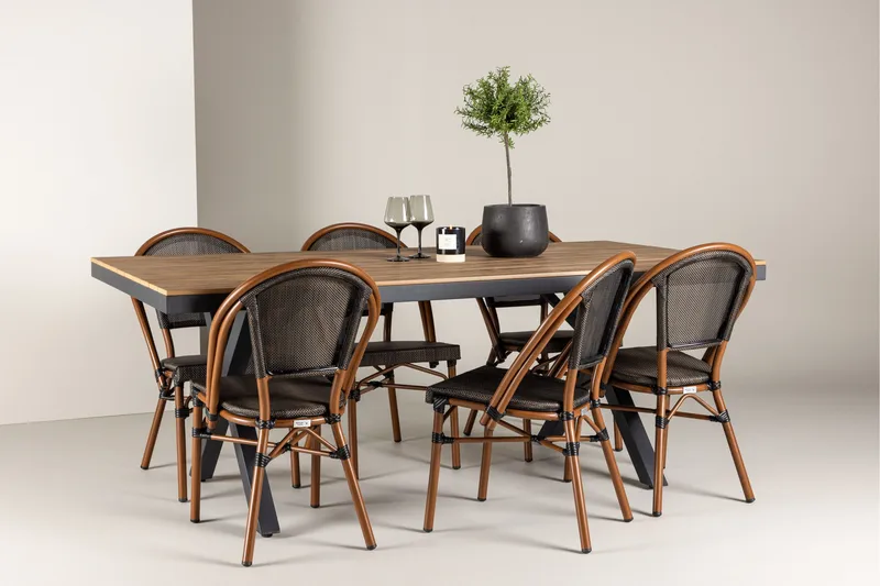 Garcia Matgrupp 200 cm + 6 st Guarda Matstolar Svart - Utemöbler - Utegrupp - Matgrupper utomhus