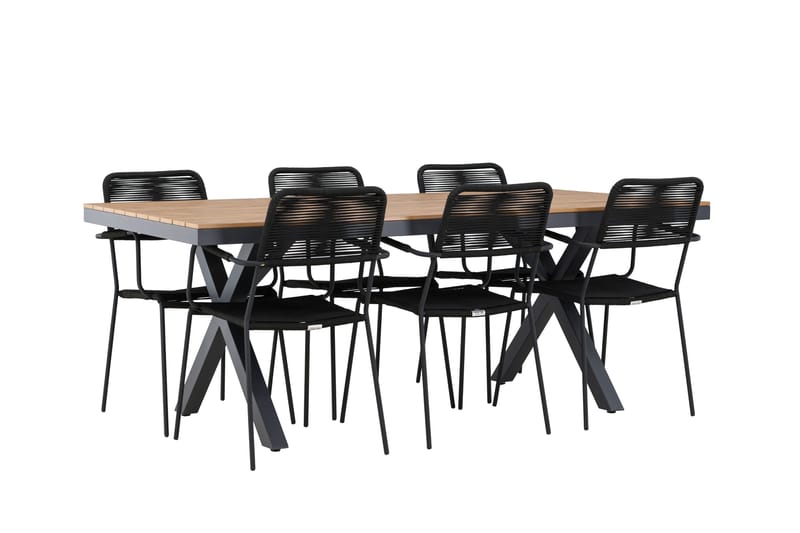 Garcia Matgrupp Utomhus 200 cm + 6 st Hochanas Matstolar Svart/Brun - Utemöbler - Utegrupp - Matgrupper utomhus