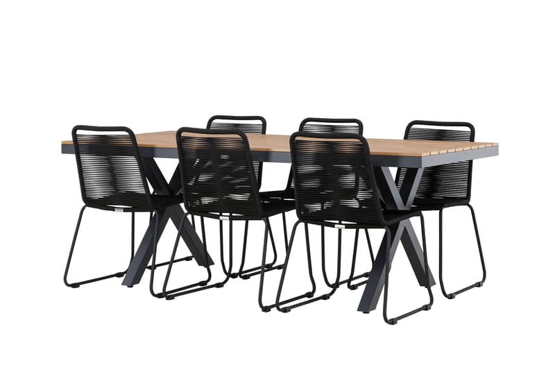 Garcia Matgrupp Utomhus 200 cm + 6 st Linero Matstolar Svart