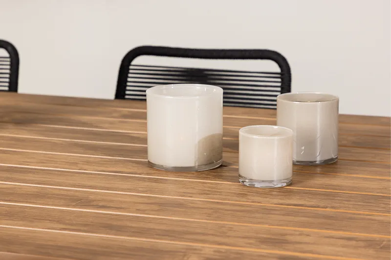 Garcia Matgrupp Utomhus 200 cm + 6 st Linero Matstolar Svart - Utemöbler - Utegrupp - Matgrupper utomhus