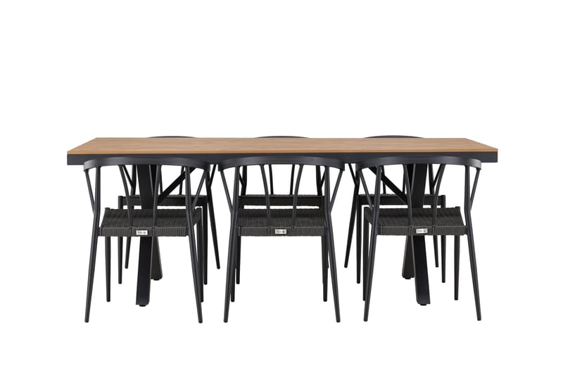 Garcia Matgrupp Utomhus 200 cm + 6 st Stina Matstolar Svart - Utemöbler - Utegrupp - Matgrupper utomhus