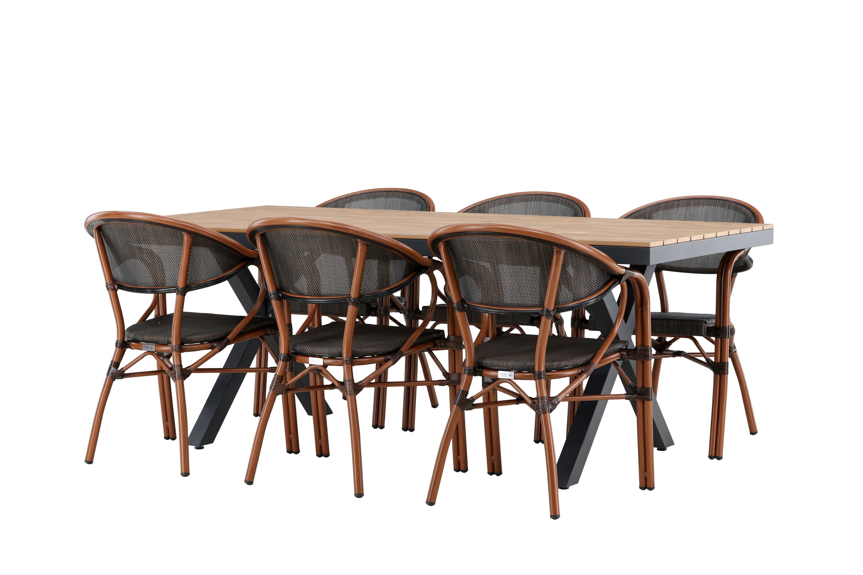 garcia matgrupp utomhus 200 cm + 6 st vila matstolar svart -