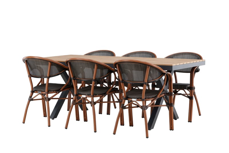 GARCIA Matgrupp Utomhus 200 cm + 6 st Vila Matstolar Svart