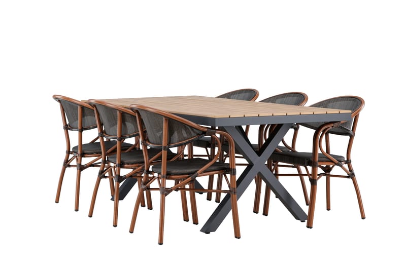 GARCIA Matgrupp Utomhus 200 cm + 6 st Vila Matstolar Svart - Utemöbler - Utegrupp - Matgrupper utomhus