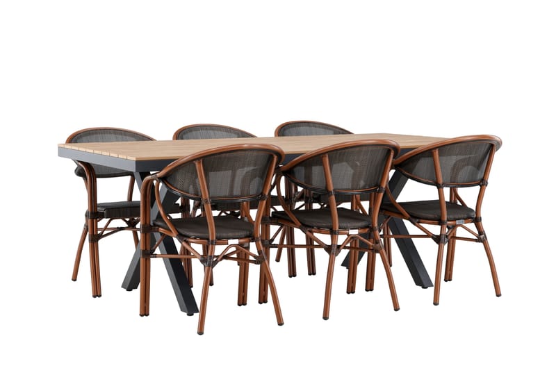 GARCIA Matgrupp Utomhus 200 cm + 6 st Vila Matstolar Svart - Utemöbler - Utegrupp - Matgrupper utomhus