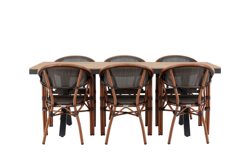 GARCIA Matgrupp Utomhus 200 cm + 6 st Vila Matstolar Svart - Utemöbler - Utegrupp - Matgrupper utomhus