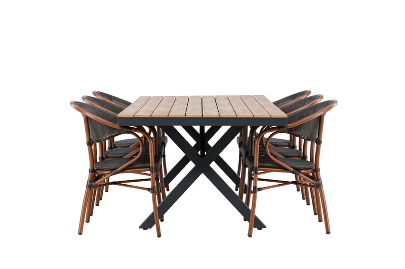 GARCIA Matgrupp Utomhus 200 cm + 6 st Vila Matstolar Svart - Utemöbler - Utegrupp - Matgrupper utomhus