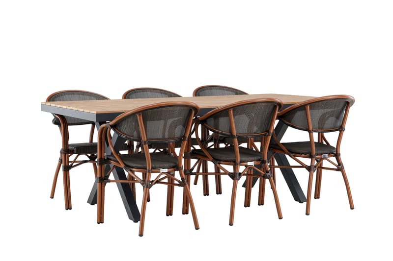 GARCIA Matgrupp Utomhus 200 cm + 6 st Vila Matstolar Svart - Utemöbler - Utegrupp - Matgrupper utomhus