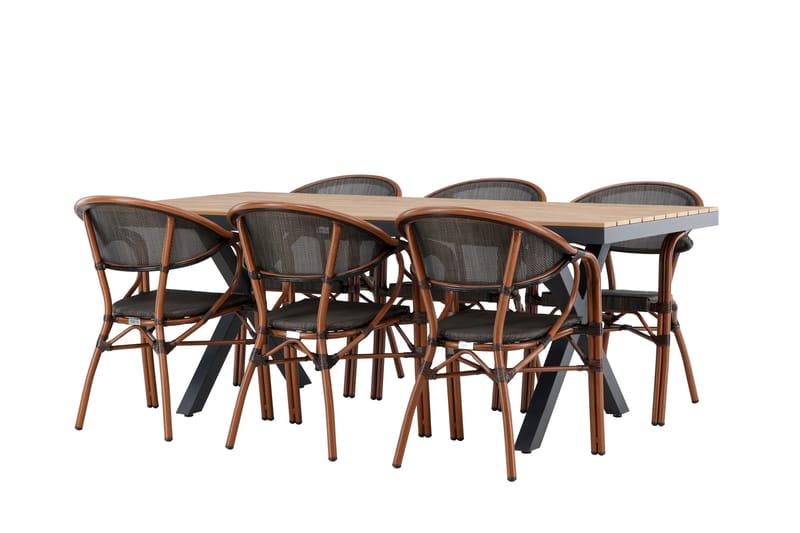 Garcia Matgrupp Utomhus 200 cm Rektangulär med 6 Vila Real Utestolar - Svart - Utemöbler - Utegrupp - Matgrupper utomhus