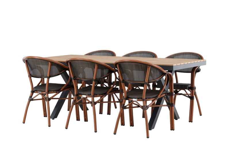 Garcia Matgrupp Utomhus 200 cm Rektangulär med 6 Vila Real Utestolar - Svart - Utemöbler - Utegrupp - Matgrupper utomhus
