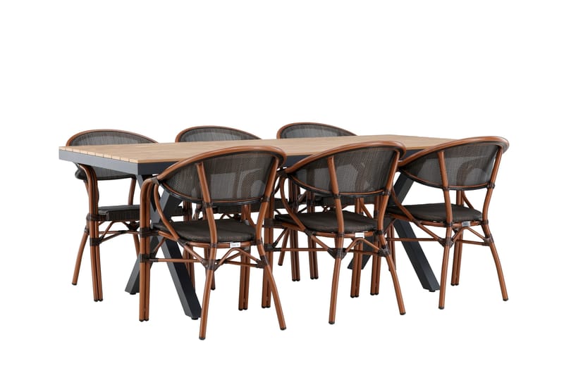 Garcia Matgrupp Utomhus 200 cm Rektangulär med 6 Vila Real Utestolar - Svart - Utemöbler - Utegrupp - Matgrupper utomhus