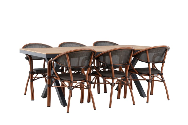 Garcia Matgrupp Utomhus 200 cm Rektangulär med 6 Vila Real Utestolar - Svart - Utemöbler - Utegrupp - Matgrupper utomhus