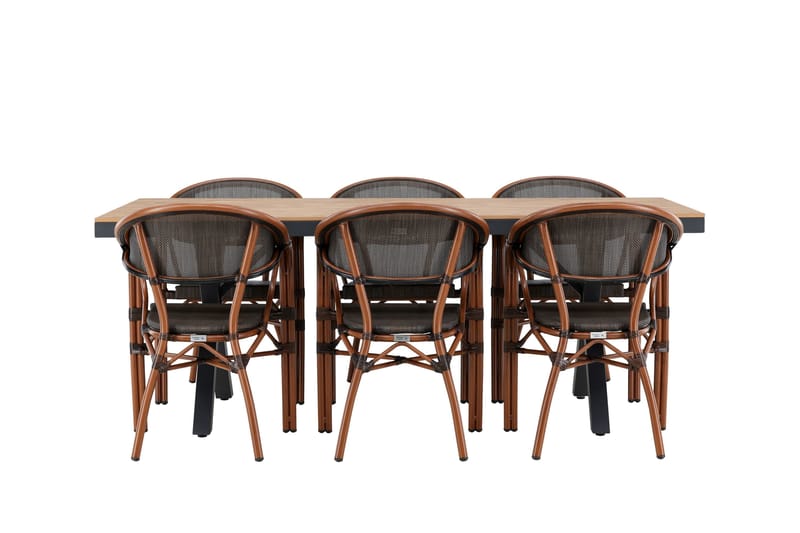Garcia Matgrupp Utomhus 200 cm Rektangulär med 6 Vila Real Utestolar - Svart - Utemöbler - Utegrupp - Matgrupper utomhus