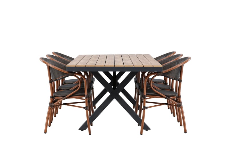 Garcia Matgrupp Utomhus 200 cm Rektangulär med 6 Vila Real Utestolar - Svart - Utemöbler - Utegrupp - Matgrupper utomhus