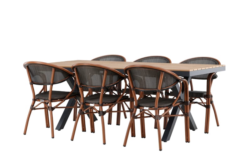 Garcia Matgrupp Utomhus 200 cm Rektangulär med 6 Vila Real Utestolar - Utemöbler - Utegrupp - Matgrupper utomhus