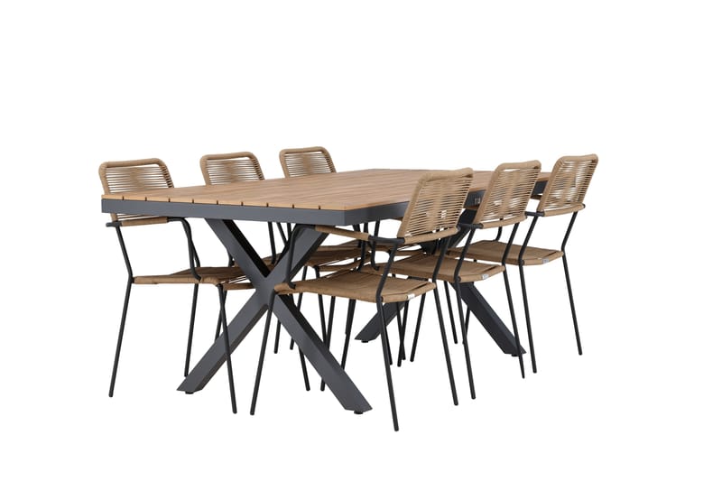 Garcia Matgrupp Utomhus + 6 Utestolar - Svart - Utemöbler - Utegrupp - Matgrupper utomhus