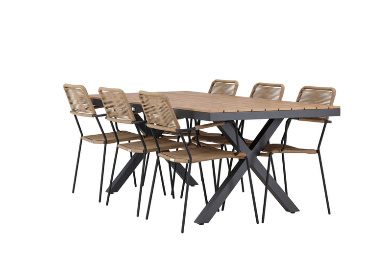 Garcia Matgrupp Utomhus + 6 Utestolar - Svart - Utemöbler - Utegrupp - Matgrupper utomhus