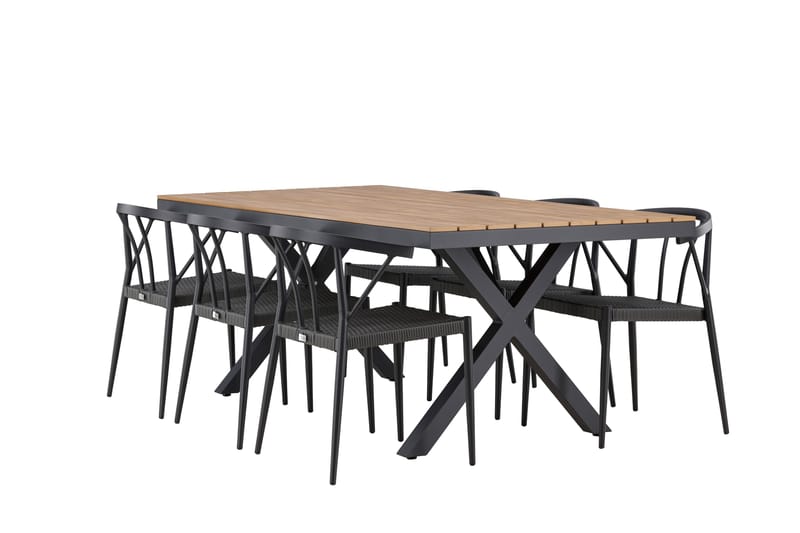 Garcia Matgrupp Utomhus + 6 Utestolar - Svart - Utemöbler - Utegrupp - Matgrupper utomhus