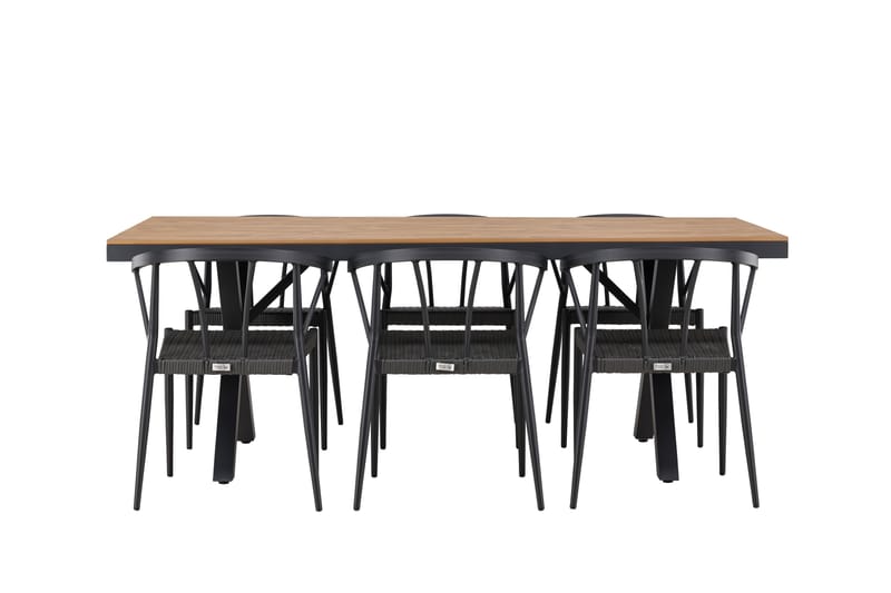 Garcia Matgrupp Utomhus + 6 Utestolar - Svart - Utemöbler - Utegrupp - Matgrupper utomhus