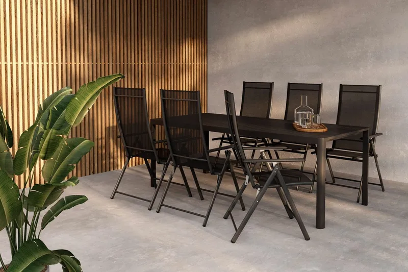 Giardini Matbord Utomhus 90x200 cm med 6 Levanzo Karmstol