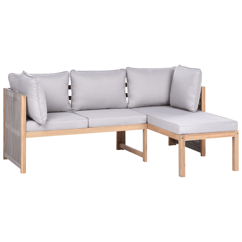 Hörnsoffa utomhus med Bord 3-Sits Arabba Vänstervänd Akaciaträ - Brun/Grå - Utemöbler - Utegrupp - Loungegrupp