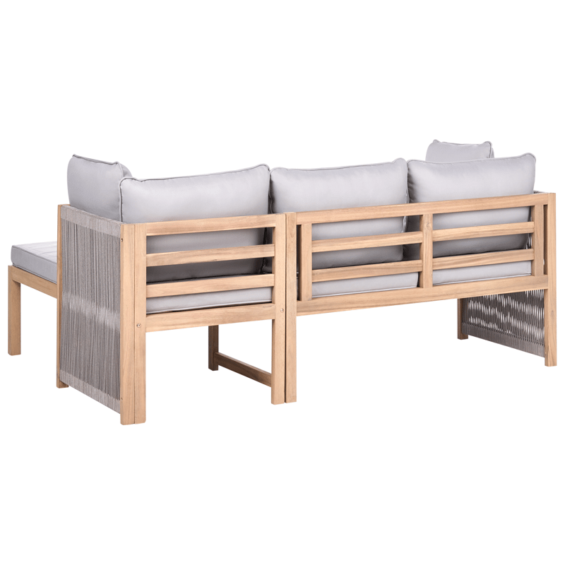 Hörnsoffa utomhus med Bord 3-Sits Arabba Vänstervänd Akaciaträ - Brun/Grå - Utemöbler - Utegrupp - Loungegrupp