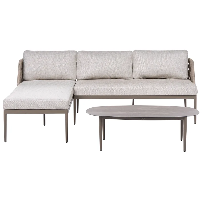 Hörnsoffa utomhus med Bord 3-Sits Leffe Högervänd, Beige