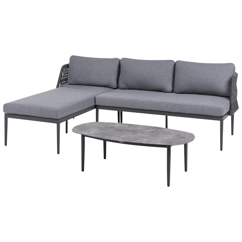 Hörnsoffa utomhus med Bord 3-Sits Leffe Högervänd - Grå - Utemöbler - Utegrupp - Loungegrupp