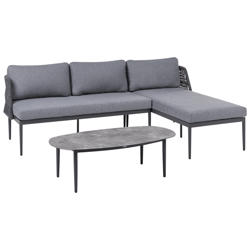 Hörnsoffa utomhus med Bord 3-Sits Leffe Vänstervänd - Grå - Utemöbler - Utegrupp - Loungegrupp