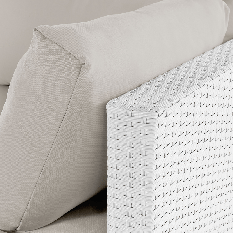 Hörnsoffa utomhus med Bord 4-Sits Sano Högervänd Modulär Konstrotting - Vit/Beige - Utemöbler - Utegrupp - Loungegrupp