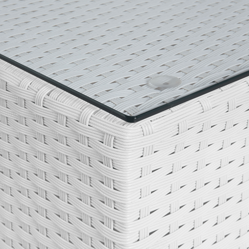 Hörnsoffa utomhus med Bord 4-Sits Sano Högervänd Modulär Konstrotting - Vit/Beige - Utemöbler - Utegrupp - Loungegrupp