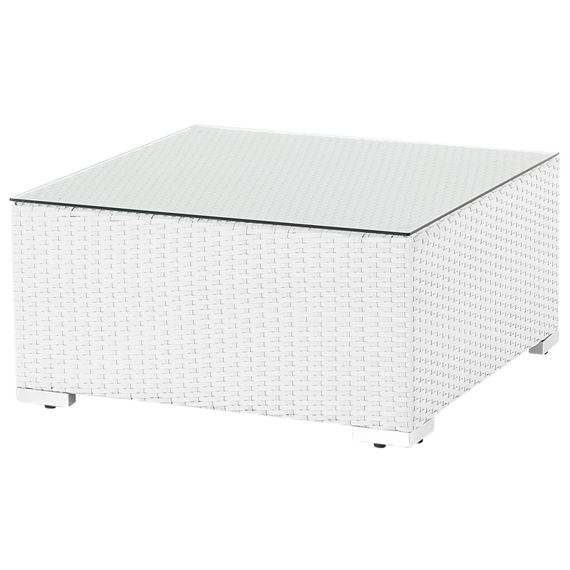 Hörnsoffa utomhus med Bord 4-Sits Sano Högervänd Modulär Konstrotting - Vit/Beige - Utemöbler - Utegrupp - Loungegrupp