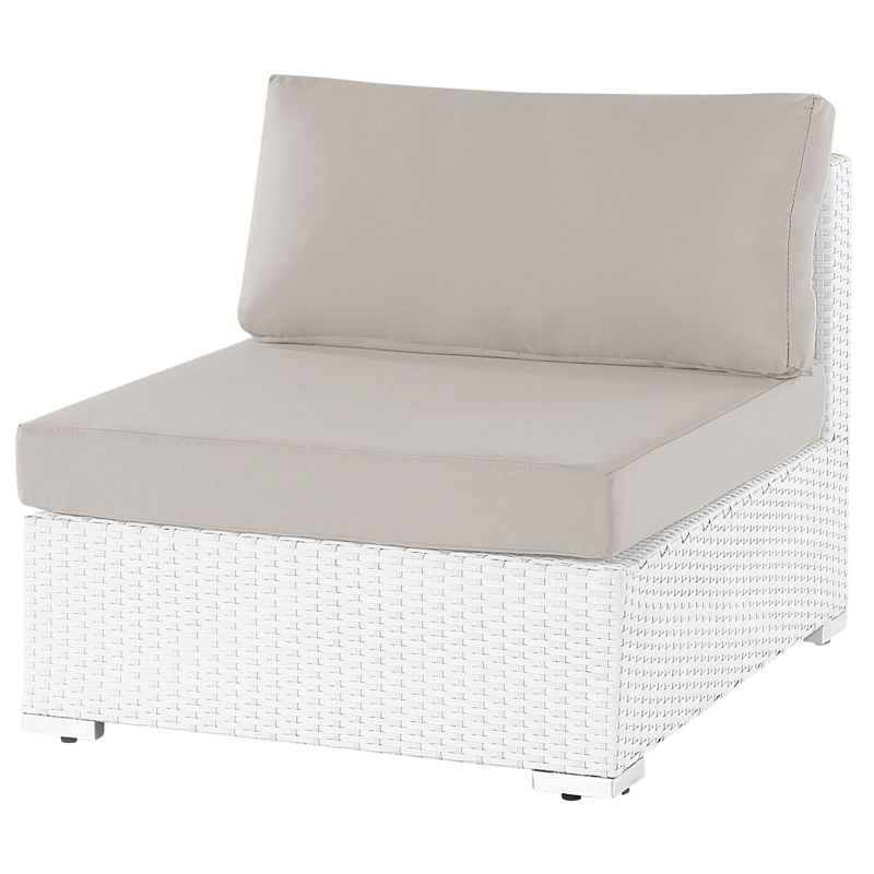 Hörnsoffa utomhus med Bord 4-Sits Sano Högerv änd Modulär Konstrotting - Vit/Beige - Utemöbler - Utegrupp - Loungegrupp