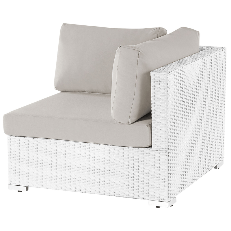 Hörnsoffa utomhus med Bord 4-Sits Sano Högervänd Modulär Konstrotting - Vit/Beige - Utemöbler - Utegrupp - Loungegrupp