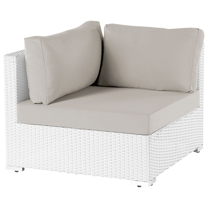 Hörnsoffa utomhus med Bord 4-Sits Sano Högervänd Modulär Konstrotting - Vit/Beige - Utemöbler - Utegrupp - Loungegrupp