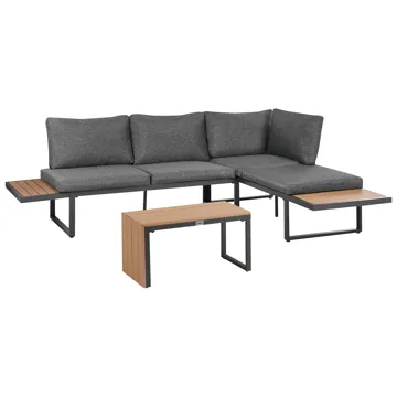 Hörnsoffa utomhus med Bord 4-Sits Pienza Högervänd - Grå/Brun/Svart - Utemöbler - Utegrupp - Loungegrupp