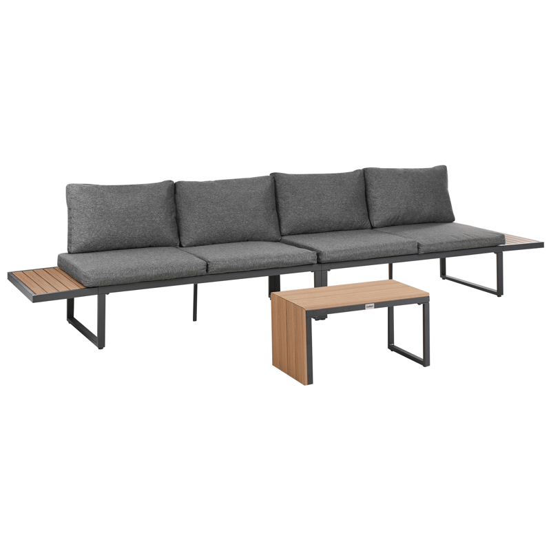 Hörnsoffa utomhus med Bord 4-Sits Pienza Högervänd - Grå/Brun/Svart - Utemöbler - Utegrupp - Loungegrupp